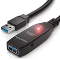 deleyCON 5m USB 3.0 Verlängerungkabel Repeater-Kabel aktiv mit Signalverstärker 5 GBit/s Extension Cable USB-A auf USB-A Buchse - Schwarz