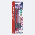 STABILO® Kugelschreiber pointball NatureCOLORS Wildflower, Strichstärke 0,5 mm, Schreibfarbe blau, nachfüllbar, Kartonetui mit 4 Schaftfarben 669999