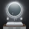BR Bringer LED Badspiegel Rund - 80cm - Badezimmerspiegel mit Beleuchtung und Anti-Beschlag Funktion - Dimmbar, Energiesparend, 3 Lichtfarben, Touch-Schalter und Speicherfunktion (Modell: BRRS203)