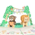 papercrush® Pop-Up Karte zur Geburt Hello Baby mit Tieren - Neutrale 3D Geburtskarte für Mädchen & Jungen, Glückwunsch zum Baby, Glückwunschkarte und Geldgeschenk zur Geburt, Handgemachte Babykarte