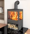 EEK A 3-Scheiben Kaminofen Victoria Modena Vision schwarz - 10kW - XXL-Sichtglas