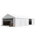 TOOLPORT Lagerzelt 5x10 m Industriezelt Unterstand PVC Plane 750 N weiß mit Bodenrahmen und Dachverstärkung