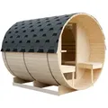 Home Deluxe - Outdoor Fasssauna Lahti Deluxe L - 195 X 220 Cm Für 4 Personen Gartensauna Außensauna Saunakabine Saunahaus