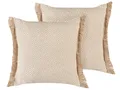Dekokissen 2er Set mit Fransen 45x45 cm Fransenkissen Boho Stil sandbeige Lonar