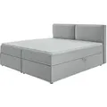 S-STYLE Boxbett mit Stauraum und Topper  H3 Uma ¦ grau ¦ Maße (cm): B: 200 H: 103