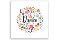 Friendly Fox Danke Karte Blumen, 1x Dankeskarte mit Blumen Motiv, quadratische Grußkarte Danke Karte mit Kraftpapier Umschlag