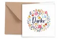 Dankeskarte Blume mit Umschlag, 1x Dankeschön Klappkarte quadratisch