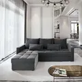 Masseno Ecksofa KOS PIK mit Schlaffunktion L-Form, Sofa mit Bettkasten, Wohnzimmersofa, Couch, Soffa, Bettsofa, Couchgarnitur- Grau, PAROS 06 - Grau