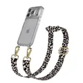 EAZY CASE Handykette - Verstellbares Taschenband kompatibel mit iPhone 17 Pro, Schulterriemen, Handykordel mit Silikon Hülle, Umhängetasche, Leo - Schwarz Beige Gold