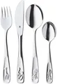 WMF Kinderbesteck Tiere (4-tlg), 1 Personen, Cromargan® Edelstahl Rostfrei 18/10, Kindermesser mit leichtem Wellenschliff