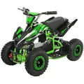 Kinderquad Racer 1000, Pocket-Quad mit 1000 Watt Elektromotor, 3 Batterien, Stoßdämpfer, bis 25 km/h (Schwarz/Grün)