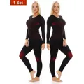 Cocain underwear Funktionsunterhemd (2 Stück) Warme lange Ski Unterwäsche Damen Thermounterwäsche (Spar-Packung, 2-St) hochfunktionelle Membrantechnologie rot|schwarz S-M