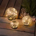 esotec Solar Leuchtkugel Lichtkugel 3er-Set in Bruchglasoptik warmweiß 102088
