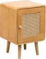 BELIANI Nachttisch Hellbraun aus Pappelholz Polyrattan Wiener Geflecht Schranktür für Schlafzimmer Boho Modern Natur Rustikal Nachtschrank