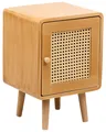 Nachttisch Rattan hell braun mit Wiener Geflecht Schranktür Boho Rustikal Lefroy