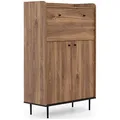 Lomadox Barschrank in Eiche Nb. Wohnzimmer Möbel im modernen Vintage Design, B/H/T ca. 90/140/40 cm