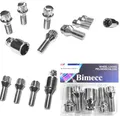 Felgenschloss M14x1,5x28mm Kegelbund 60° kompatibel mit Citroen Fiat Land Rover Maserati Peugeot Renault Toyota 4x silberne Felgenschlösser-Set Felgensicherungen Radsicherungen Radschrauben Radbolzen
