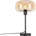 Art-deco-tischlampe Schwarz Mit Braunem Glas - Bizle