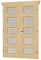 Skanholz Doppelflügeltür, mit Milchglas, 123,4 x 193 cm
