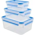 CLIP & CLOSE Frischhaltedosen-Set transparent/blau, 0,55 Liter, 1,0 Liter, 2,3 Liter