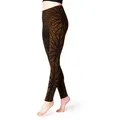 PANASIAM Leggings Unikat Batik Leggings modern mit Blattmuster elastische Stretch-Hose handgefertigt aus natürlicher Viskose lange Leggings für Yoga Sport braun M