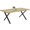 Boxxx Esstisch, Schwarz, Eiche, Metall, Holzwerkstoff, rechteckig, X-Form, 90x76x140 cm, in verschiedenen Größen erhältlich, Esszimmer, Tische, Esstische, Baumkantentische
