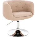 Panama Retro Loungestuhl Cocktailsessel Stoffbezug Tellerfuß Beige - Svita
