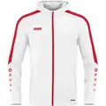 JAKO Unisex Kapuzenjacke Power, Farbe:weiß/rot, Größe:S - Weiß - S