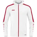 JAKO Kapuzenjacke Power (Polyester-Fleece, Seitentaschen mit Reißverschluss) weiss/rot Herren, Größe: S
