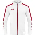 JAKO Herren Kapuzenjacke Power, Weiß/Rot, S