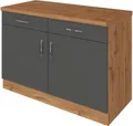 Küchenschrank Sorrella 100cm 2 Türen und 2 Schubladen - Anthrazit/Eiche