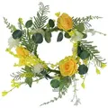Florists Products Dekokranz Blumenkranz Kunstblumen Gelb Weiß dekorativ Wanddeko Tischdeko Kranz