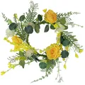Blumenkranz Kunstblumen Gelb Weiß dekorativ Wanddeko Tischdeko Kranz Ø42cm