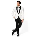 Opposuits Anzug Tuxedo Pearly White Smoking - Partyanzug Silvester Oberstylischer Smoking Anzug in Perlweiß weiß 54