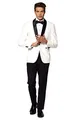 OppoSuits Formales Outfit für Männer - Premium Smoking - Weihnachten - Tailliertes Outfit - Weiß und Schwarz - Inklusive Blazer, Hose und Fliege