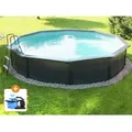 Steinbach Aktionsangebot (inkl. 349 EUR Zubehör) Stahlwand Swimming Pool Set "Nuovo de Luxe",anthrazit / silbergrau,Ø 360 x 120 cm