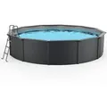 Stahlwand Swimming Pool Set 'nuovo De Luxe', Anthrazit / Silbergrau, Ø 360 X 120 Cm, Ohne Zubehörset - Steinbach
