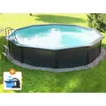 Steinbach Aktionsangebot (inkl. 349 EUR Zubehör) Stahlwand Swimming Pool Set "Nuovo de Luxe", anthrazit / silbergrau, Ø 360 x 120 cm, Zubehörset S (inkl. Filteranlage)