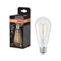 OSRAM Vintage 1906 Edison ist eine warmweiße, dimmbare LED-Lampe in Edison-Kolbenform mit Filament. Sie bietet 7.2 W für 806 lm, E27 Fassung, klarfarbenes Glas, 64 mm Durchmesser, 2700 K, EEK E.