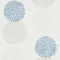 Bricoflor Moderne Blumentapete Wohnzimmer und Esszimmer Vliestapete mit Großen Blumen Florale Vinyl Wandtapete in Blau und Silber