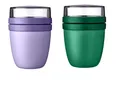Mepal | Lunchpot Mini Ellipse Mixed | Vivid Green + Vivid Lilac | Müslibecher to go | Unterteilung für Joghurt & Müsli | 500 ml + 200 ml | Geeignet für Gefrierschrank, Mikrowelle & Spülmaschine