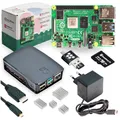 Raspberry Pi 4 Starterkit, 64GB microSDHC inkl. Pi OS, Gehäuse, Netzteil, HDMI-Kabel und Zubehör - RAM: 1GB - Farbe: schwarz