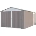 Metallgarage "Nevada" mit Flügeltür - 15,36 m2 - Taupe/Weiß