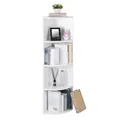 VASAGLE Eckregal mit 4 Ebenen, freistehende Aufbewahrungsregale, Bücherregal aus Holz, für Küche, Schlafzimmer, Wohnzimmer, Büro, Weiß LBC42WT