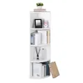 Eckregal mit 4 Ebenen, freistehende Aufbewahrungsregale, Bücherregal aus Holz...
