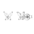 Brandlinger ® Ohrstecker Silber 925 mit Stein weiß Blüte. Schmuck Damen vergoldet mit 18 Karat (Silber und Gold) für Frauen und Mädchen. Größe Ohrstecker 5,5mm.