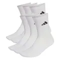 adidas Unisex Cushioned Crew Socks 6 Pair Pack, 43-45, white/white/black 