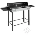 Outsunny Holzkohlegrill Campinggrill mit Grillrost und Rotisserie-Kit klappbar faltbar Camping Garten BBQ Rostfreier Stahl+Metall Schwarz 118 x 32 x 90 cm