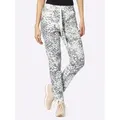 Webhose HEINE, Damen, Gr. 40, Normalgrößen, grau (hellgrau, weiß, bedruckt), 65% Baumwolle, 32% Polyester, 3% Elasthan, gemustert, 7/8-Länge, Hosen