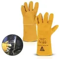 STAHLWERK Schweißer Handschuhe aus hitzebeständigem und robustem Echtleder
